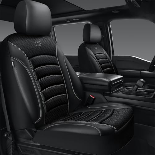 CAR PASS Comfortable 3D Foam Mesh Leather Car Seat Covers Front, Air Cool Mesh Breathable Front Seat Covers for Car, Universal Fit for SUV Truck Sedan Automotive, Airbag Compatible,Black Gray - color: Black Gray Mesh Front, size: Two Front