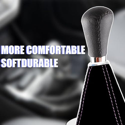 BESULEN Car Shift Boot Cover, Suede Leather Shift Knob Boot Dust Cover, Manual/Auto Shifter Boot Sleeve Replacement, Handbrake Gaiter Boot Dust Cover Car Interior Accessories - color: Black/Purple