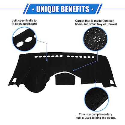 Dashboard Dash Cover Compatible for Chevy Trax 2014-2016, Durable Polyester Black Front Dash Cover Mat