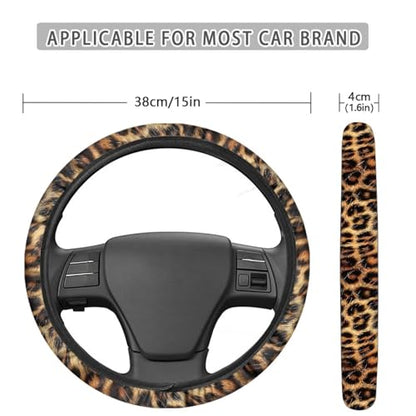 GLENLCWE Brown Leopard Car Steering Wheel Cover 14.5-15 inches Neoprene Steering Wheel Protector Cover Universal Fit Trucks SUV Van - color: Brown Leopard