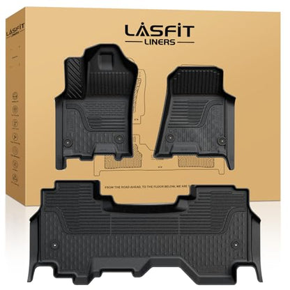 LASFIT Floor Mats for Ram 1500 Quad Cab 2025 2026 Bucket Seat(Not for Bench Seating), All Weather TPE Custom Fit Car Mats Floor Liners 1st & 2nd Row, Black - style: 2) 1500 | 2025-2026 |Quad Cab Floor Mats