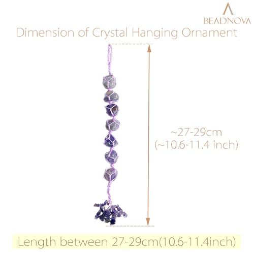 BEADNOVA Car Crystal Hanging Ornament Amethyst Positive Energy Gifts Crystal Car Accessories for Healing Decoration Yoga Meditation Home Decor