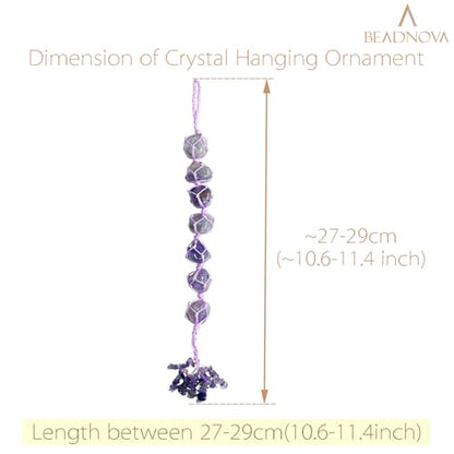 BEADNOVA Car Crystal Hanging Ornament Amethyst Positive Energy Gifts Crystal Car Accessories for Healing Decoration Yoga Meditation Home Decor