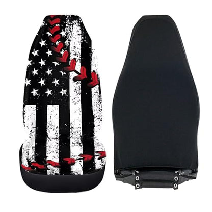 American Flag Car Front Seat Covers Baseball Stitch Car Seat Covers Set of 2 Removable Automotive Accessories Universal Fit for Cars,Sedans & SUVs - color: American Flag Baseball Stitch