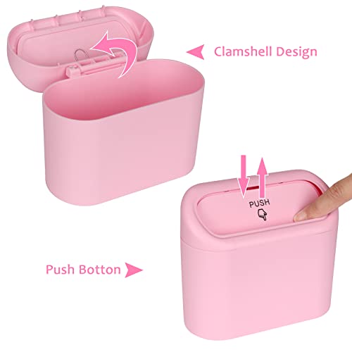 Accmor Car Trash Can with Lid, Vehicle Trash Bin Car Dustbin Garbage Organizer Holder with One Roll Trash Bag, Portable Hanging Mini Leakproof Cars Storage Bag Container for Auto, SUV, Office (Pink)