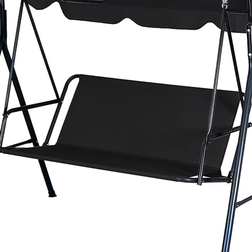 Swing Seat Replacement Covers for Outdoor Patio Swing 3 Seater 600D Upgraded Thicken Oxford Waterproof Fabric Porch Swing Chair Cushion Covers (Black, 54.3x19.5x19.5 inches) - color: Black, size: 54.3x(17.5+2.5)x(17.5+2.5) inches