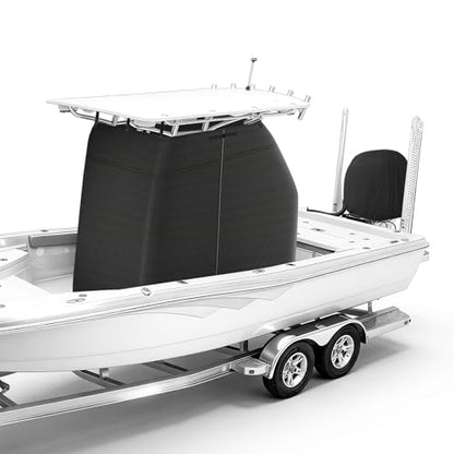 T-Top Boat Center Console Cover with Motor Cover, 1200D Heavy Duty Waterproof 83" L x 55" W x 72" H Marine Grade Tear-Resistant T-Top Console Cover Fit for Center Console and Helm - size: 83"L x 55"W x 72"H