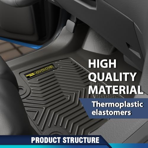 PIT66 Floor Mats Compatible with 2016-2022 Honda Pilot 8 Passenger 2017-2021, Not Elite Models (Heavy Duty) TPE 4-Piece Premium,Black alfombras para carro - size: Fit Honda Pilot 2016-2022 | 4PCS