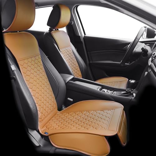 Elantrip 2PCs Front Car Seat Covers Leather Car Seat Protector Universal fit for Most Cars SUVs and Trucks Water Proof Seat Protector Whiskey Color - color: Cognac, size: Front Set