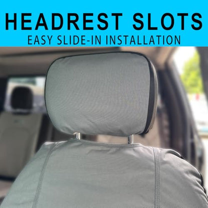 Universal Nylon Canvas Fitted Bucket Seat Cover, Cut-Resistant & Waterproof Front Seat Protector for Trucks (Grey) - color: Grey