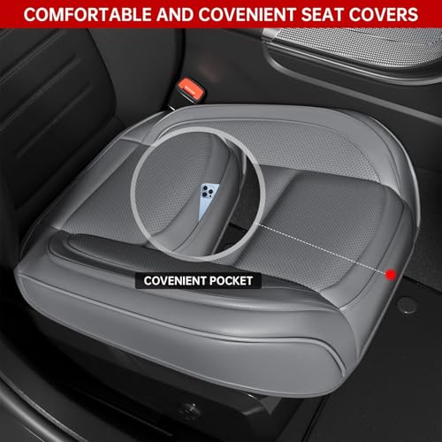 2Pcs Car Seat Cover Front PU Leather Seat Covers Universal Bottom Seat Covers for Most Vehicles,Sedan,Truck,SUV,21.26 inches in Length and 21.26 inches in Width (Gray-Front Bottom 2 Piece) - color: Gray-Front Bottom 2 Piece