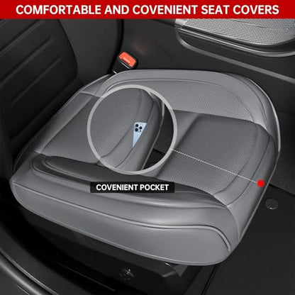 2Pcs Car Seat Cover Front PU Leather Seat Covers Universal Bottom Seat Covers for Most Vehicles,Sedan,Truck,SUV,21.26 inches in Length and 21.26 inches in Width (Gray-Front Bottom 2 Piece) - color: Gray-Front Bottom 2 Piece