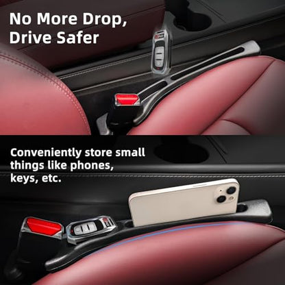 Car Seat Gap Filler Organizer, 2 Pack Seat Gap Plug with Storage Slot, No Drop Seat Guard for Cars & SUVs, Car Seat Accessories with Phone Holder, Universal Fit Fill The Gap Between Seat and Console