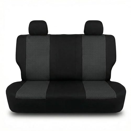 FH Group Automotive Rear Car Seat Covers for SUV, Trucks, Sedan and More - Universal Fit Front High Back & Rear Solid Bench Design Interior Accessories - 3D Mesh Fabric Center Panel - Black - color: Black, size: Rear Set