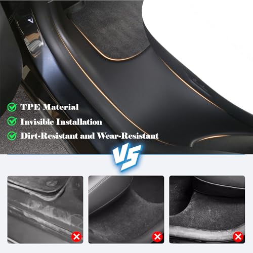 TOPABYTE 8Pcs Door Sill Protector for Tesla Model Y Juniper 2025 2026 Front and Rear Door Pedal Kick Protection ABS Material Door Entry Guard Anti-Kick Full Protect Door Entry Cover