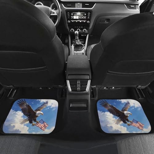 Eagle Print 4pcs Set Car Front & Back Seats Foot Mats Automobile Durable Floor Carpets for Women Men - color: Eagle