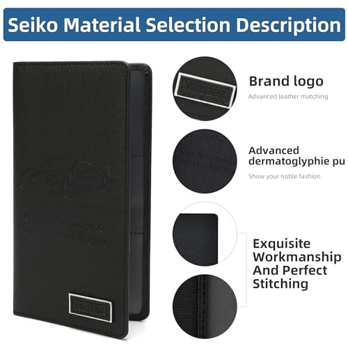Premium Car Registration & Insurance Card Holder with Magnetic Closure & Clear Pockets, Glove Box Organizer for Documents, Driver's License (Reticulated black) - color: Reticulated black