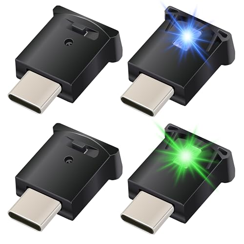 4PCS Mini USB LED Car Light, DC 5V Intelligent Interior Car Lights, Atmosphere Lamp for Car, Plug-in Interface, Suitable for Car, Laptop Keyboard, Home Office, Adjustable Brightness (Type C) - color: 4PCS