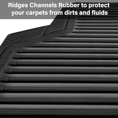 CAR PASS Rubber Floor Mats, All Weather Full Set 4-Piece, Waterproof Automotive Mats Trim to Fit Most Cars Sedans SUVs Vans, Heavy Duty Anti-Slip Easy Clean, All Black - color: Black