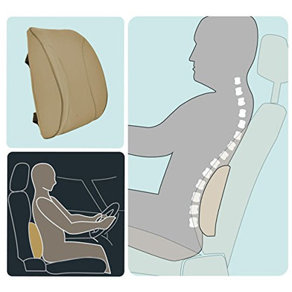 BDK Universal Fit Cushioned Back Car Support Lumbar - (Beige) - color: Beige