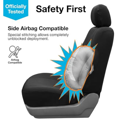 FH Group Car Seat Covers All-Purpose Built-in Seatbelt Front Set - Universal Fit for Cars, Trucks & SUVs (Black) FB351102 - color: Black - Low Back (Flat Cloth), size: Front Set