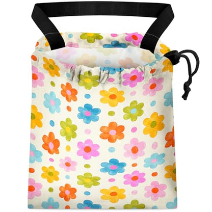 Car Trash Bag Hanging Back of Seat Waterproof Small Cute Printed One-Handed Strap Drawstring Garbage Bags for Car-Flower - color: Flower Car Trash Bag