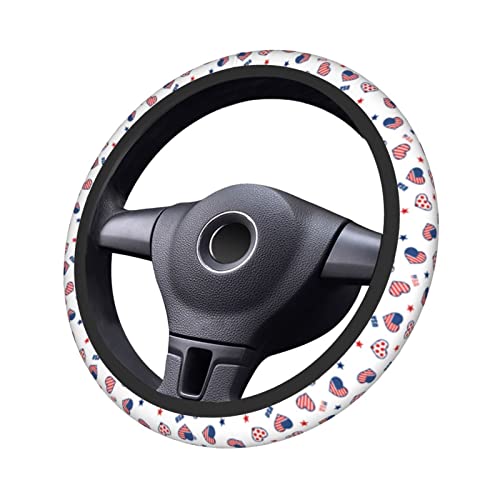 4th of July American Flag Steering Wheel Covers Universal 15 Inch Non Slip Neoprene Car Steering Wheel Protector Covers for Men Women - color: Black6
