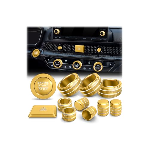 Polodunn for Honda Civic 2022-2026 Accessories, CRV 2023-2026 & Acura Ingetra 2023-2026 (Fit 7" Screen/ 2 Audio Knobs), 12pcs Knob Cover Kit - Hazard Light, Push Start, Audio, AC & Air Vent (Gold) - color: Gold, size: 2 Audio Knobs Screen