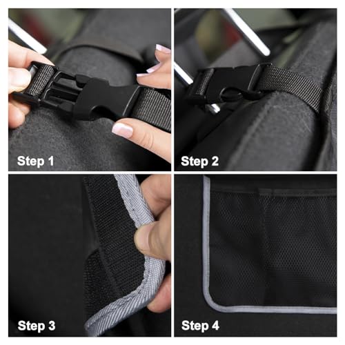 Large Capacity Car Trunk Organizer,Six Pockets Trunk Storage Organizer with Adjustable Straps,Wear-Resistant Oxford Fabric Hanging Trunk Organizer for Car Truck SUV