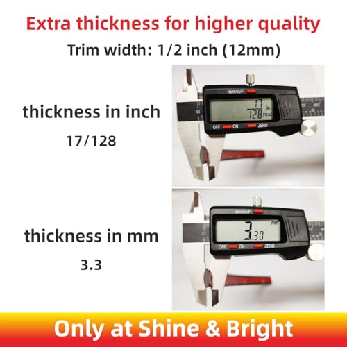 16Ft Glossy Black Extra Thick Auto Molding Trim Universal Bumper Window Door Body Side Decorative Strip Scratch-Proof (Width: 1/2inch [12mm]) - size: Width: 1/2inch [12mm]