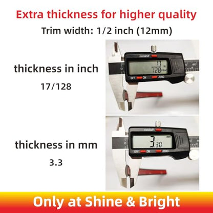 16Ft Glossy Black Extra Thick Auto Molding Trim Universal Bumper Window Door Body Side Decorative Strip Scratch-Proof (Width: 1/2inch [12mm])
