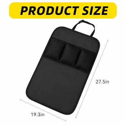 MoNing Large Car Seat Back Protectors 2 Pack, 2-Layer Kick Mats with 3 Pockets, Backseat Organizer and Seat Protector for Kids, Scuff Guard for Cars SUVs Trucks, Black - size: larger size