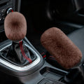 2PCS Plush Car Gear Shift Knob Cover & Handbrake Cover, Shift Knob Protector, Soft Fluffy Gear Handbrake Protective Sleeves, Shifter Lever Brake Handle Warm Plush Set for Cars (Coffee) - color: Coffee