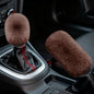 2PCS Plush Car Gear Shift Knob Cover & Handbrake Cover, Shift Knob Protector, Soft Fluffy Gear Handbrake Protective Sleeves, Shifter Lever Brake Handle Warm Plush Set for Cars (Coffee) - color: Coffee