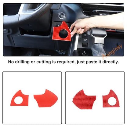 Car Engine Start Stop Decoration Frame Stickers Fit for Toyot@a Tundra/Sequoia 2022-2024 Real Carbon Fiber Center Console Key Ignition Starter Button Knob Panel Protect Cover Trim Sticker Accessories - size: Engine Start Stop Trim