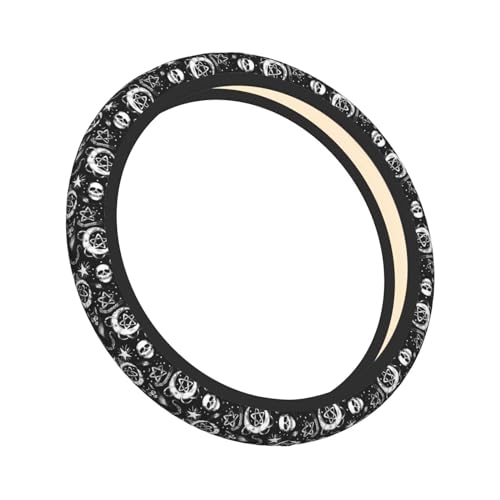 Steering Wheel Cover Moon Star Accessory - Universal 15 Inch Maya Bohemian Style for Women's Cars - color: Moon Star