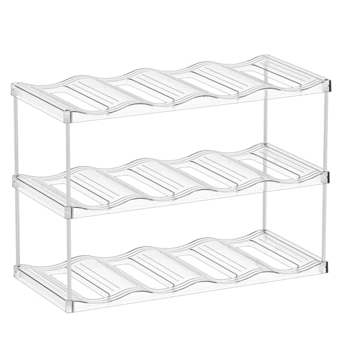 Yieach Stackable Water Bottle Organizer for Stanley,Yeti 40 oz and Others Tumbler Organizer,3 Tier Waterbottle Storage Rack,Clear Acrylic Cup Organizers for Kitchen Cabinets,Countertop,Pantry Shelf - size: 3 Tier Hold 12 Bottle