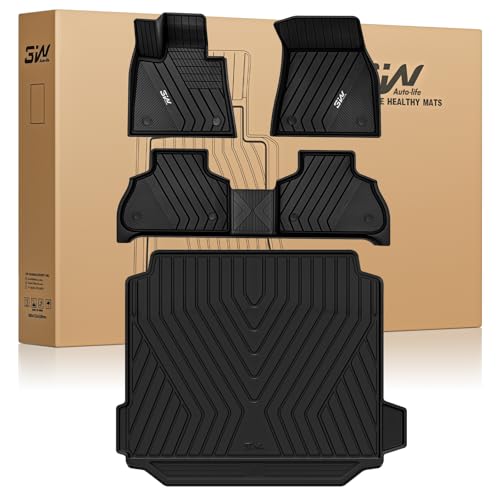 3W Floor Mats & Cargo Liner Custom Fit for BMW X5 2019-2024 2025 2026 40i/45e/50e/50i/M/M50i/M60i TPE All-Weather Full Set Heavy Duty Floor Liner and Trunk Mat Accessories (Only for 5 Passenger) - style: 3) X5 2019-2026 | Full Set