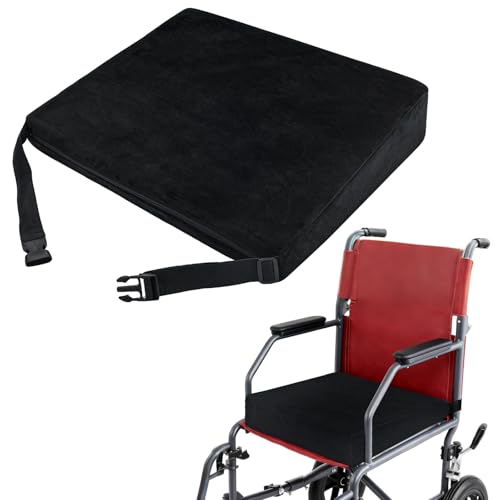 Wedge Wheelchair Seat Cushion Velvet and High Density Foam Wheelchair Cushions with Adjustable Elastic Strap 16 * 18 * 2-4 Inch Chair Support for Wheelchair Office Car