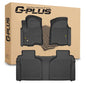 G-PLUS Floor Mats Fit for Chevy Silverado/GMC Sierra 1500 2500HD 3500HD Crew Cab 2019-2025(Fit with Rear Under-Seat Storage), TPE All Weather Custom Fit Floor Liner Car Mats 3 Piece Black