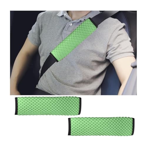 2Pcs Car Seat Belt Covers, Mesh Universal Seatbelt Shoulder Strap Protector, Breathable Auto Seat Belt Pads Cover, Harness Cushion for Comfortable Driving, Automotive Accessories (Green) - color: Green