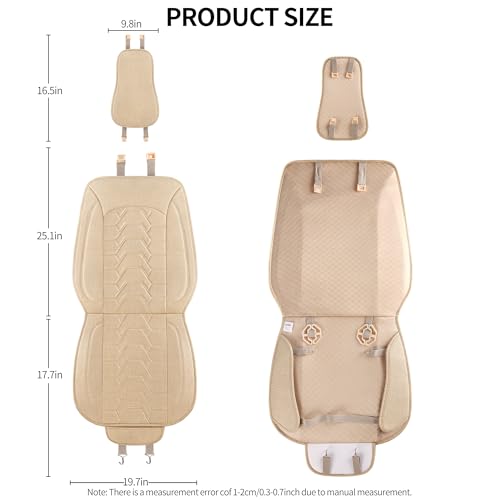 Linen Car Seat Covers Breathable Cloth Fabric Front Seat Protectors Automotive seat Covers Universal Fit for Most Cars Vans SUVs and Trucks（Beige，2PCS） - color: BEIGE