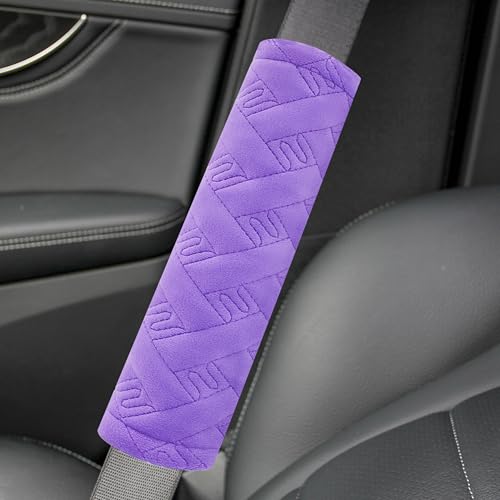 2-Pack Soft Seat Belt Covers Universal Car Shoulder Pad Cushions with Braid Pattern for Comfortable Driving & Bag Strap Protection Purple - color: Purple