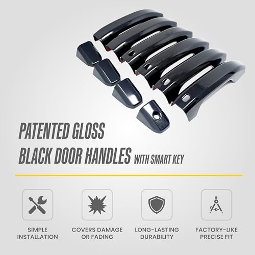 Gloss Black Door Handle Covers for 2019-2026 Chevrolet -( Silverado, Tahoe, Suburban, Colorado, EV ) & 2019-2026 GMC -( Sierra, Yukon, Canyon, Hummer EV ) | Easy No Tools Install | US Patented