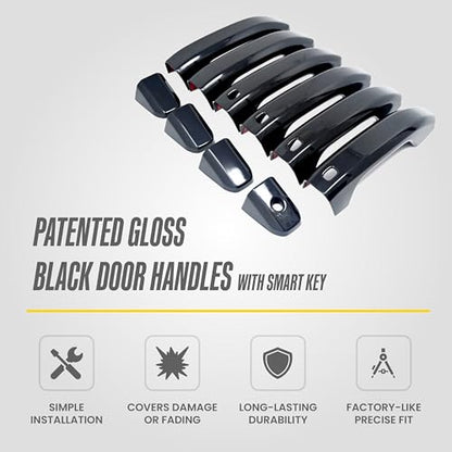 Gloss Black Door Handle Covers for 2019-2026 Chevrolet -( Silverado, Tahoe, Suburban, Colorado, EV ) & 2019-2026 GMC -( Sierra, Yukon, Canyon, Hummer EV ) | Easy No Tools Install | US Patented