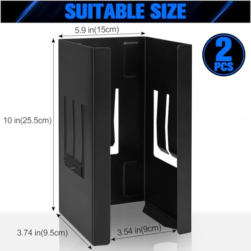 Magnetic Glove Dispenser 2 Pack - Heavy Duty Wall Mount & Fridge Organizer for Gloves, Paper Towels, Wipes - Tool-Free Installation for Kitchen, Garage, Workshop, Office - Black (Black Steel)
