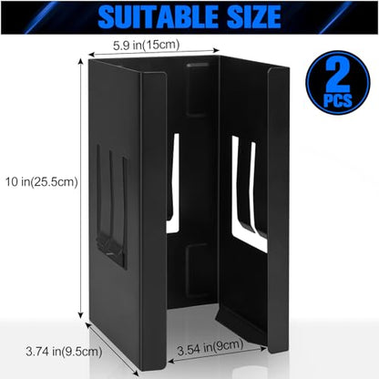 Magnetic Glove Dispenser 2 Pack - Heavy Duty Wall Mount & Fridge Organizer for Gloves, Paper Towels, Wipes - Tool-Free Installation for Kitchen, Garage, Workshop, Office - Black (Black Steel)