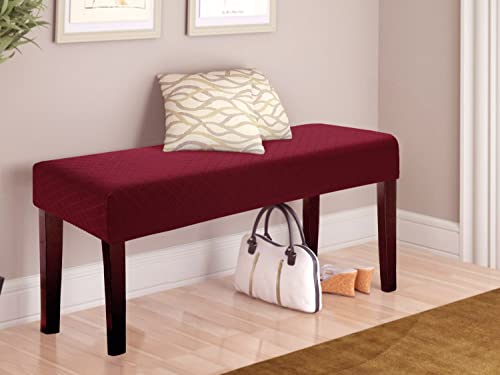 Fuloon Stretch Jacquard Dining Bench Cover - Anti-Dust Removable Bench Slipcover Washable Seat Cushion Protector for Bedroom, Kitchen, Hotel, Banquet (Burgundy) - color: Burgundy