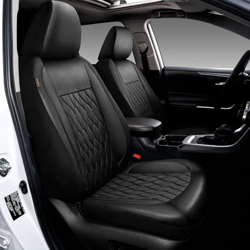 Faux Leather Car Seat Covers Full Set,Luxury and Comfortable Covers for Cars,Split Bench Compatible Car Interior Covers,Universal Fit for Suvs,Vans,Trucks,Airbag Compatible(5-Seat Black)