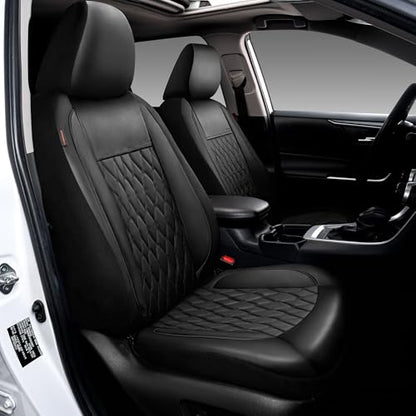 Faux Leather Car Seat Covers Full Set,Luxury and Comfortable Covers for Cars,Split Bench Compatible Car Interior Covers,Universal Fit for Suvs,Vans,Trucks,Airbag Compatible(5-Seat Black)